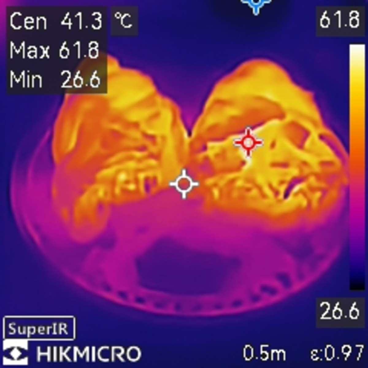 中心までまで温まっていました