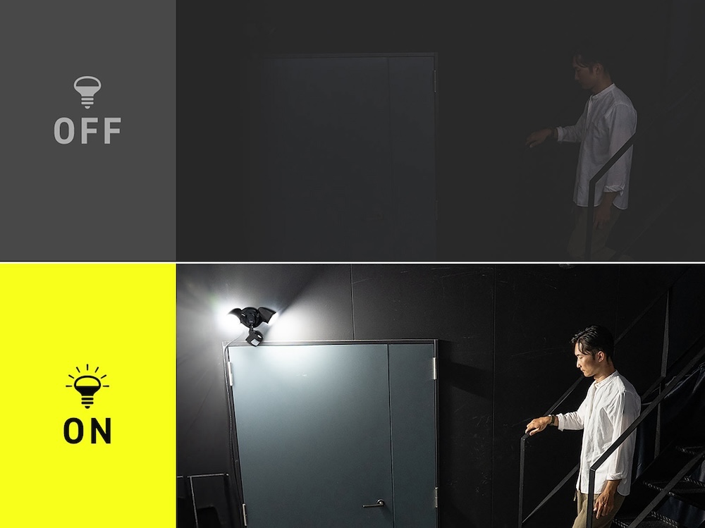 人や車をライトで明るく照らしながら、動画または写真で記録する