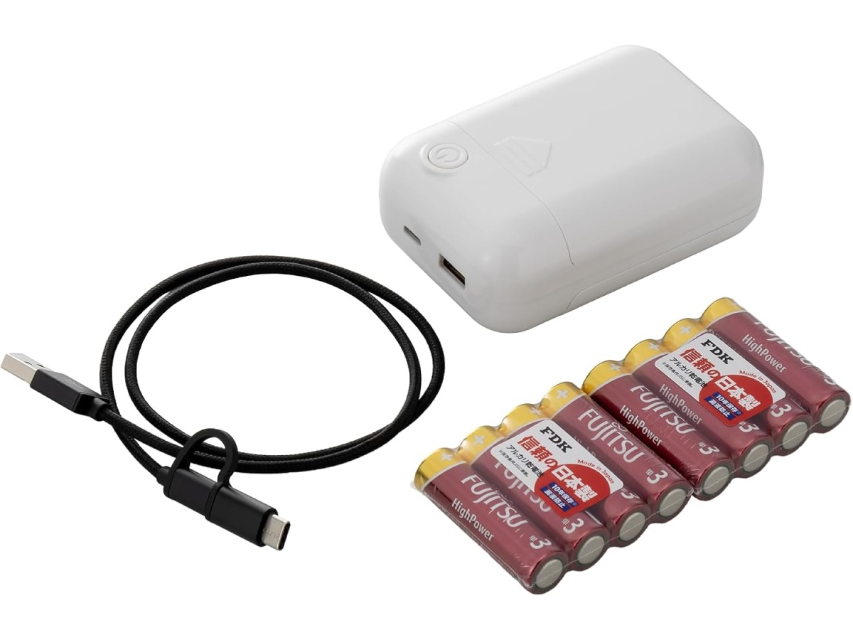 10年保存乾電池付き2ポート乾電池スマホ充電器 BP-838