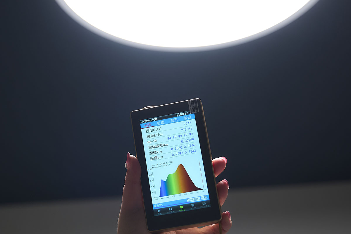 liproは青色が少なく、スペクトルも全体的になめらかな山型になっています