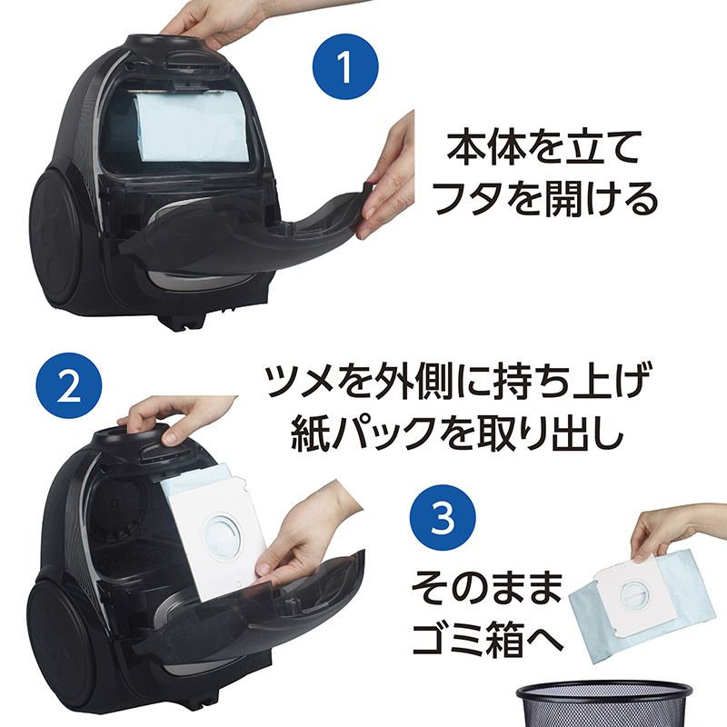 集じん方式は紙パック式