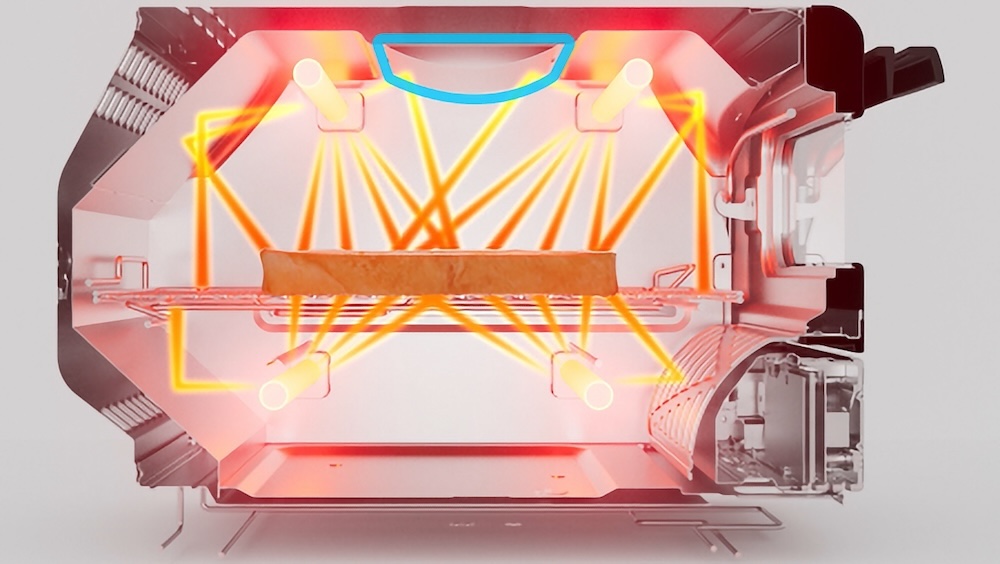 角を丸めた庫内構造で、食材へ効率よく熱を届ける