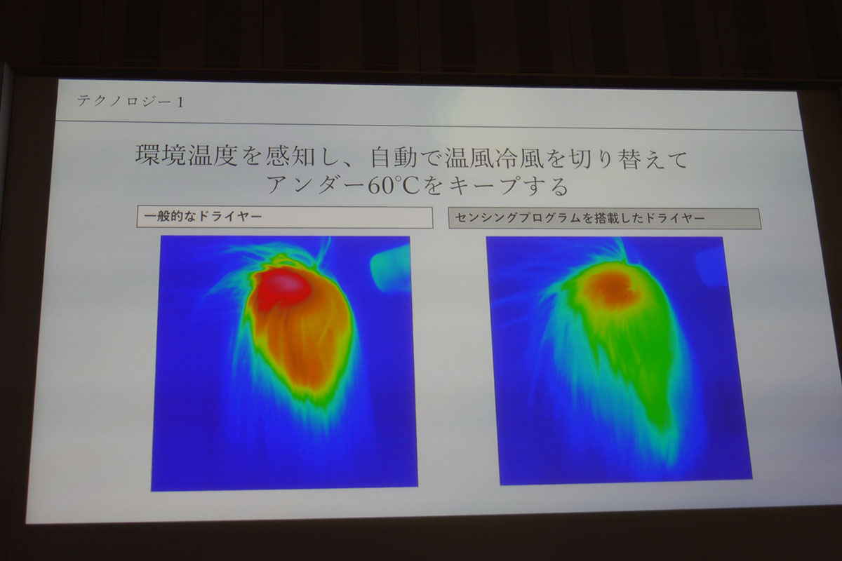 髪表面の温度を60℃以下に保つ