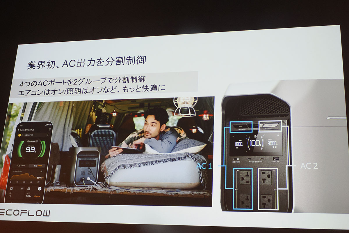 AC出力を分割して制御できる