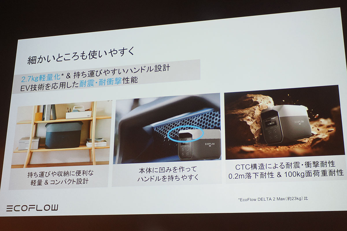 持ちやすさや軽量、耐震/衝撃耐性などにもこだわった