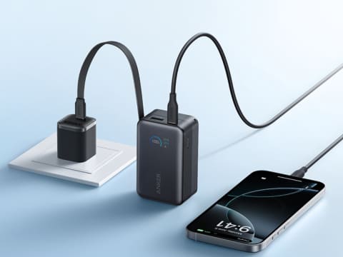 超美品★ANKER モバイルバッテリー 10000mAh 90cmケーブル Anker Power Bank (10000mAh, Fusion, Built-In ライトニング