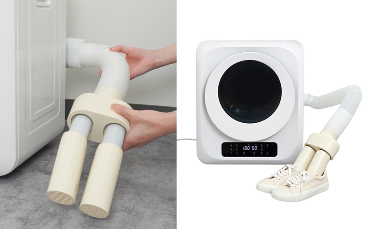 付属のホースとノズルを使って靴も乾かせる