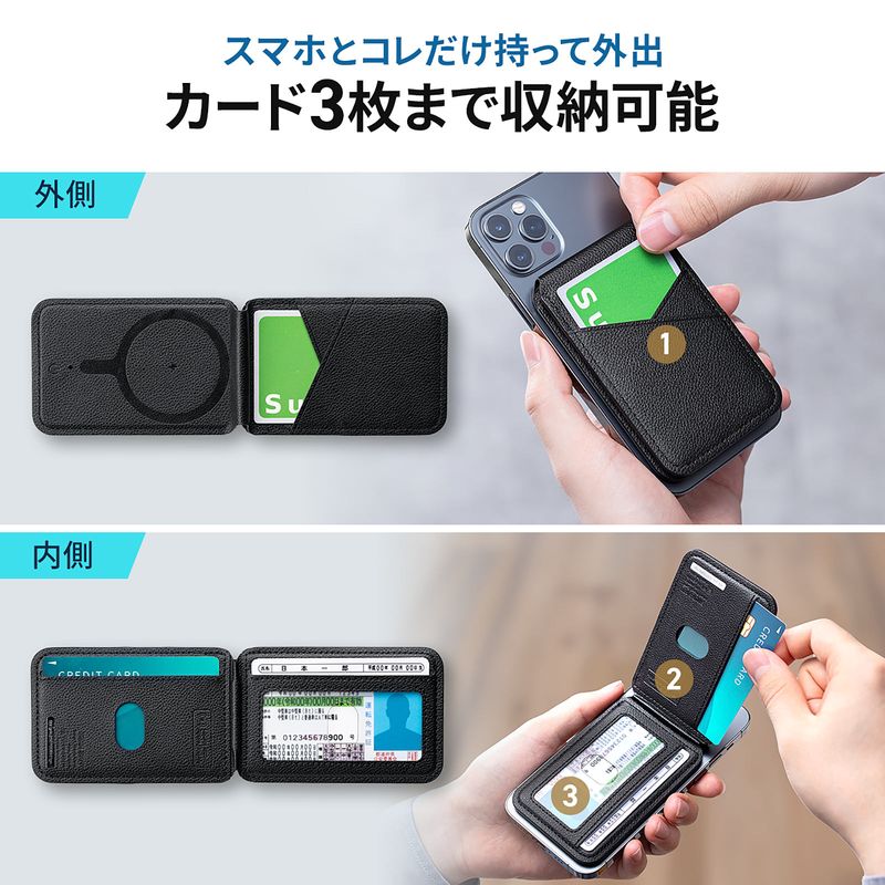 カードを3枚収納できる