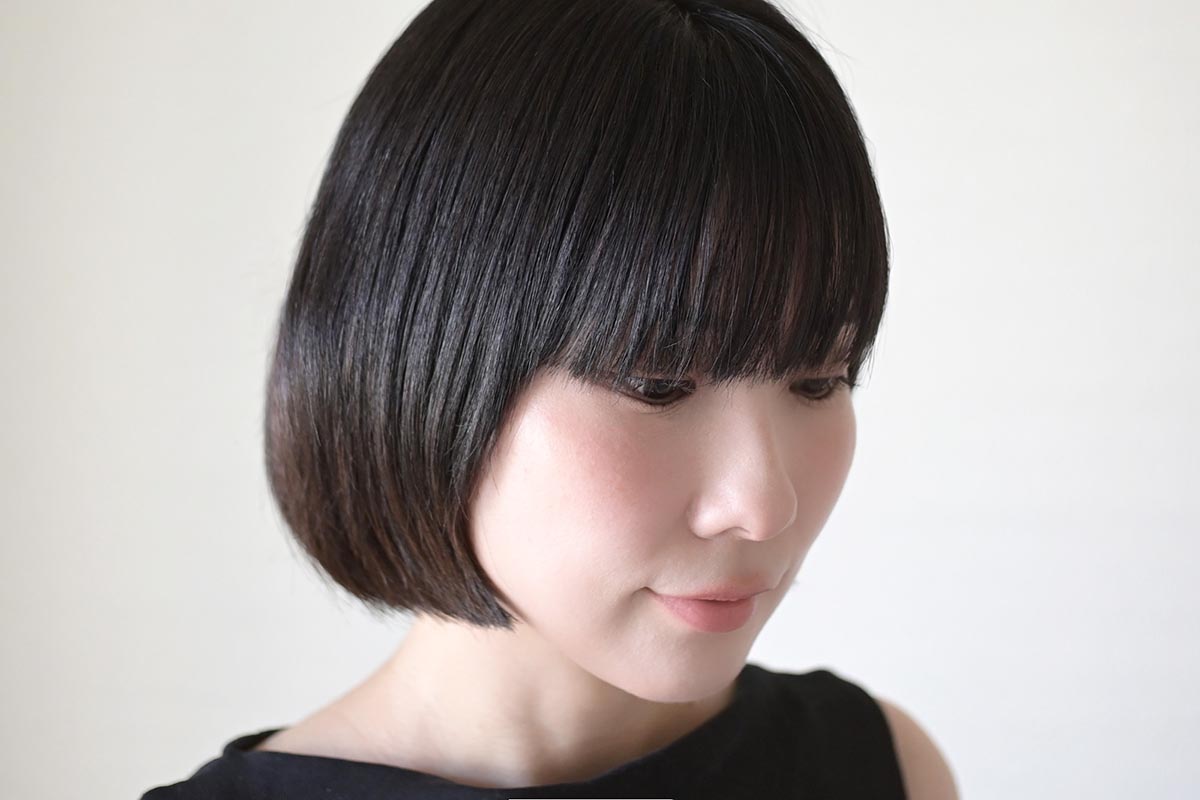 前髪もするんとまとまっていい感じ! まだオイルもつけていないのに、ボリュームも収まってうれしい～