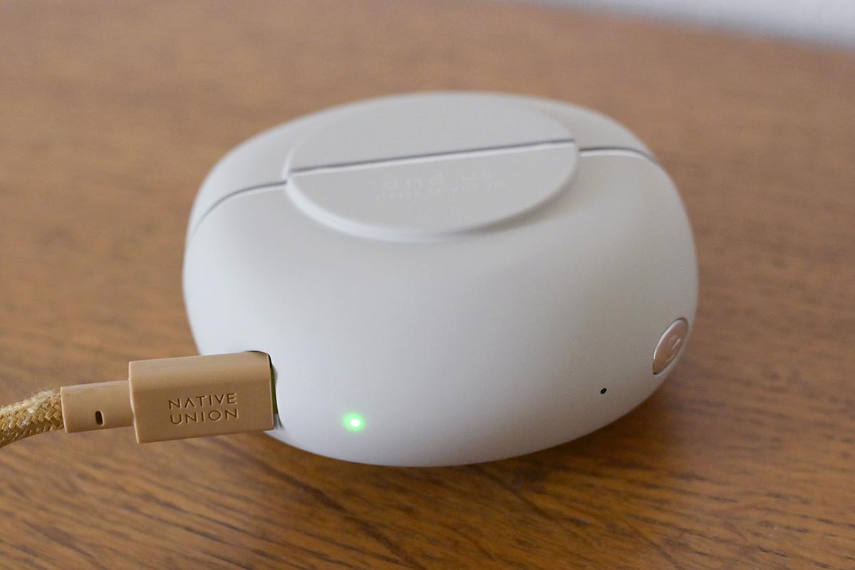 端子下にあるランプが緑に光ったら、フル充電完了です