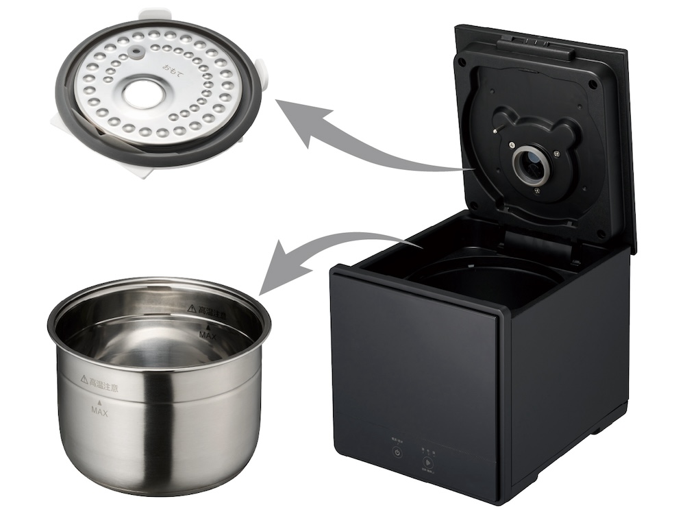 上フタと水タンクを取り外せる構造のため、洗いやすく、清潔性を保ちやすい