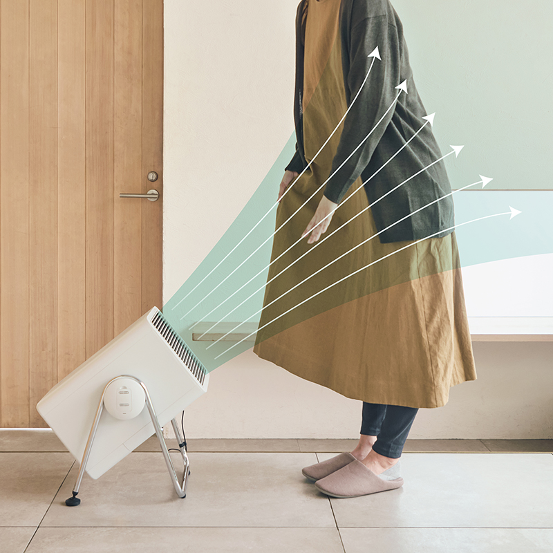 花粉やホコリなどを清浄された空気で飛ばすイメージ