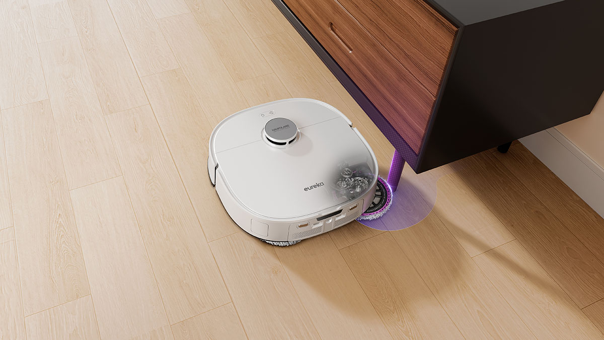 モップが伸びる「ScrubExtend」技術で壁際や家具の脚まわりまでキレイに