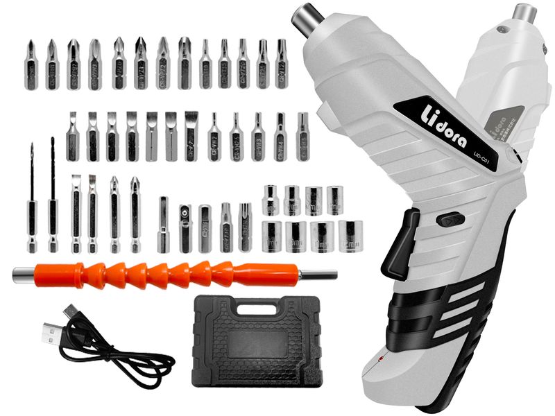 45種類のビットとUSB充電ケーブルを含む合計47点のセット