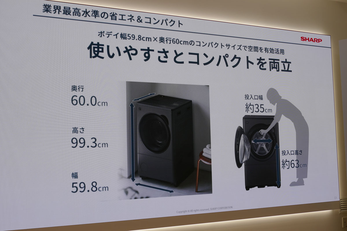 598×600×1,040mm(幅×奥行き×高さ)のコンパクト設計