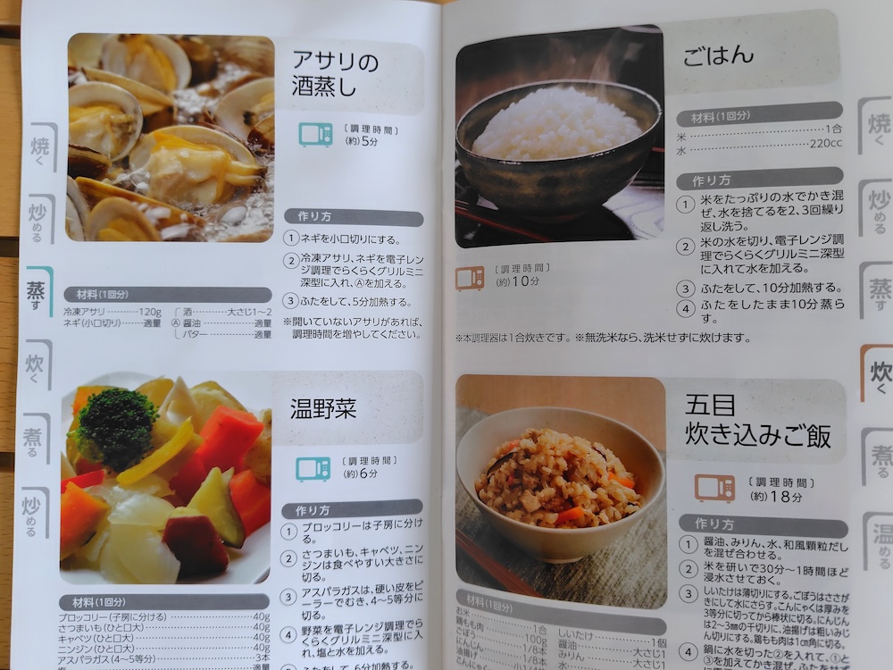 付属のレシピブックには14品が掲載されている