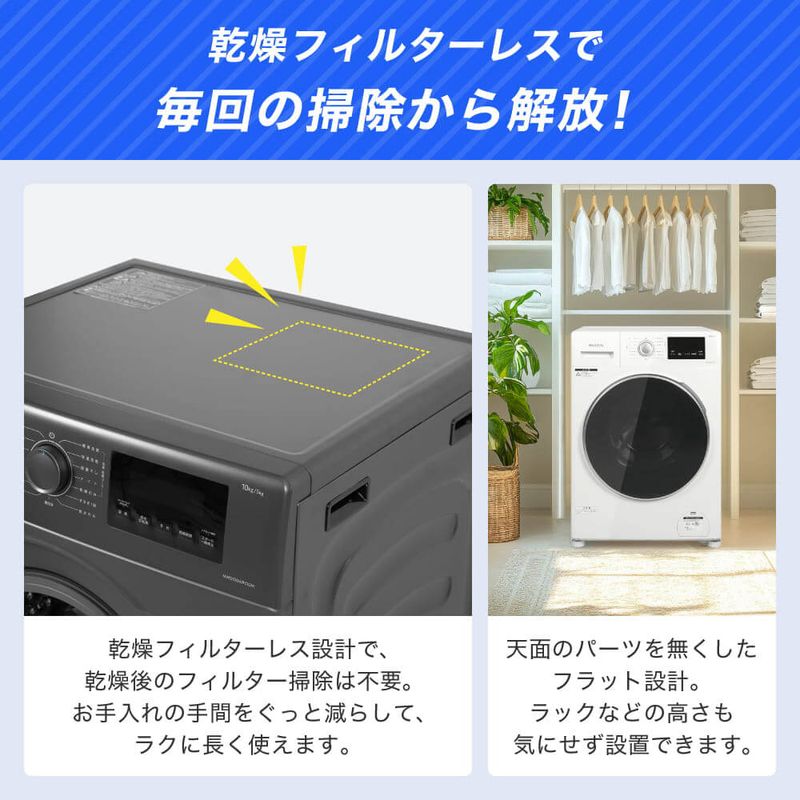 乾燥フィルターレス設計