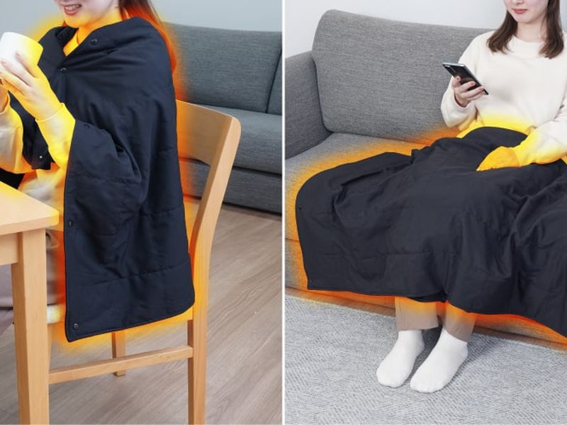 USBヒーター内蔵腰巻ブランケット「ほかまる」MKTK25ABK