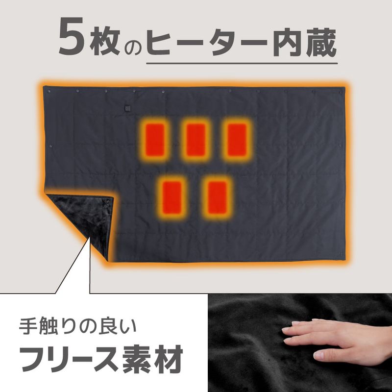 5枚のヒーターを備える