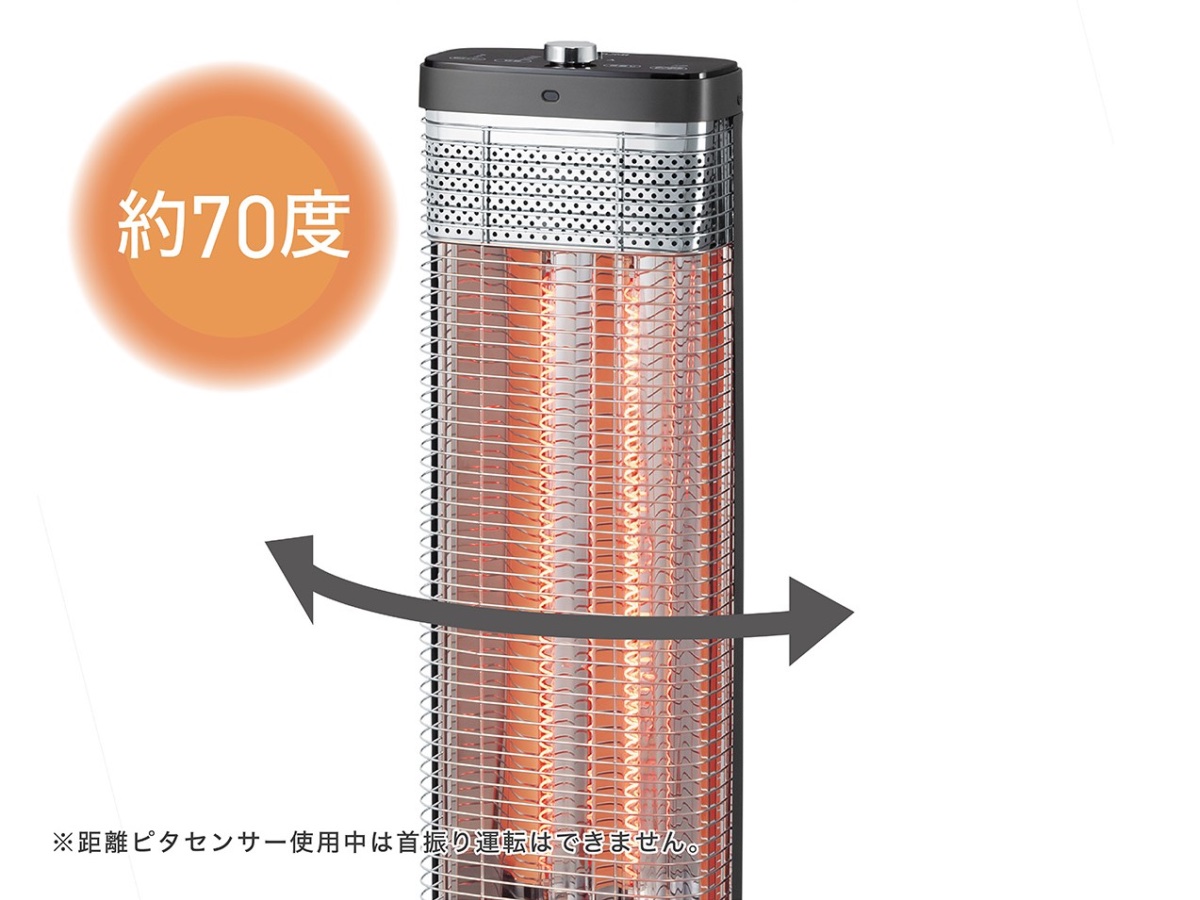 手動60度/自動70度の首振り機能を搭載