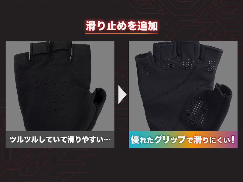 滑り止めを備え、操作性などを向上させた