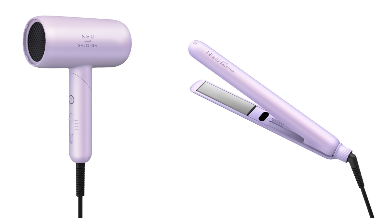 左から「スムースシャインドライヤー」、「スムースシャインストレートヘアアイロン 24mm」のプリズムパープル