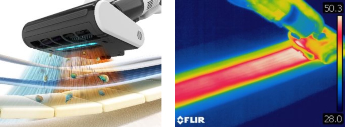 約60℃の温風とUV除菌でダニとウイルスを除去