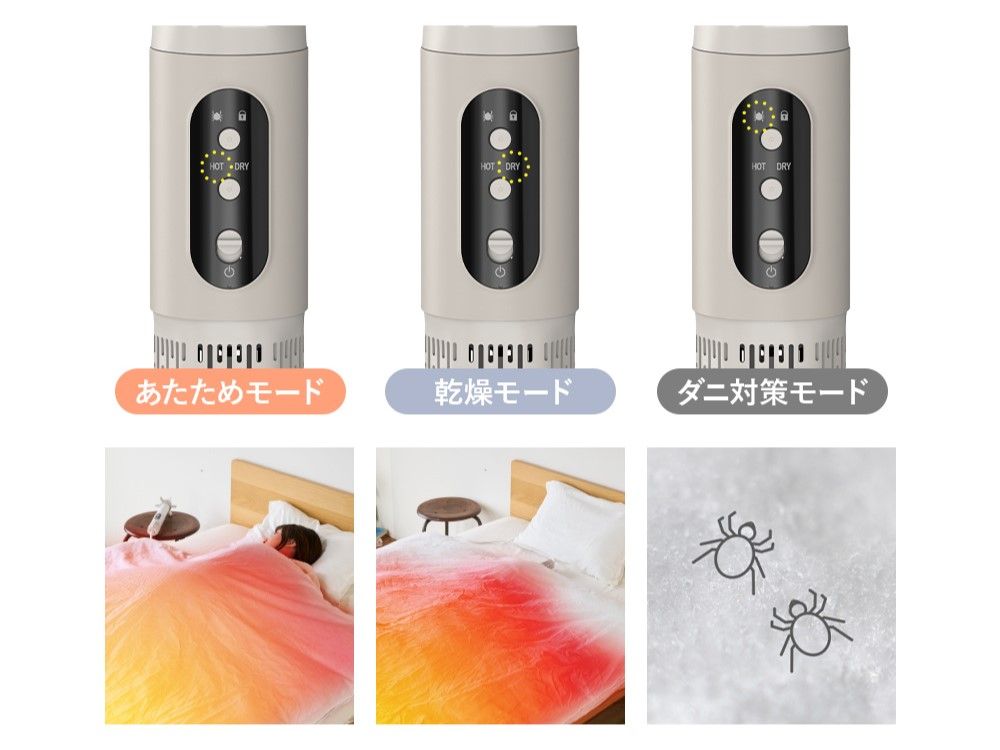 ふとんを10分で温める「あたためモード」など3モードを搭載