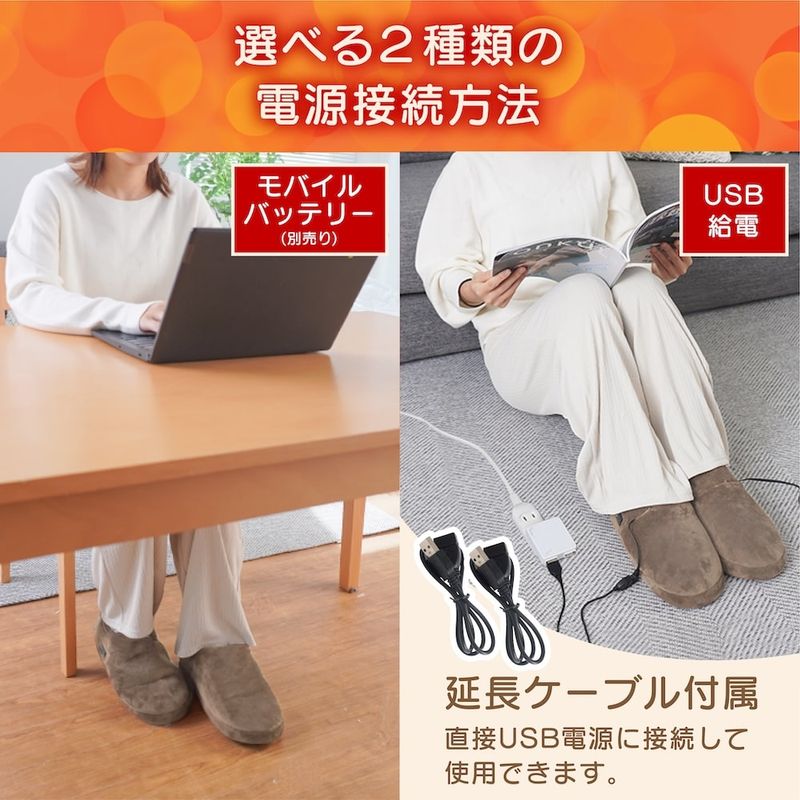 モバイルバッテリーとUSB給電の2WAY