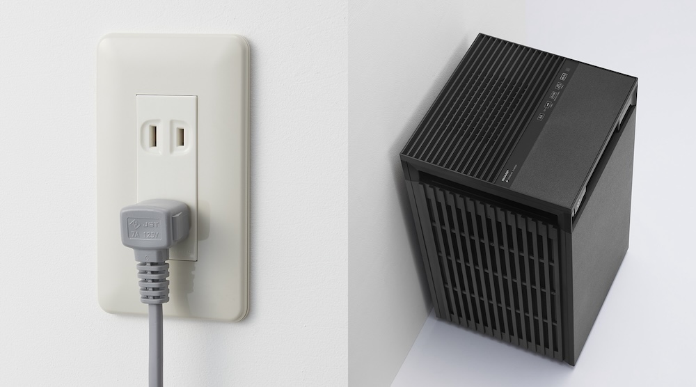 L字型プラグと3.5mの電源コードで、様々な場所に設置しやすい