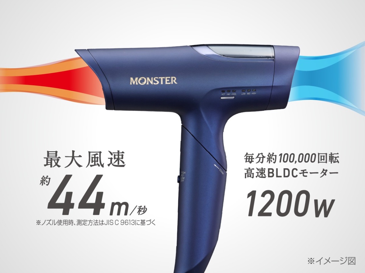 高速BLDCモーターにより速乾と軽さを実現