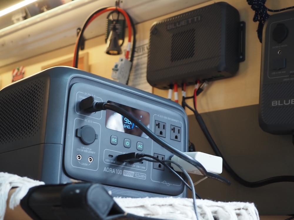 藤沢から渋谷区までの道中で、容量1,024Whのポータブル電源が、ほぼフル充電されたという