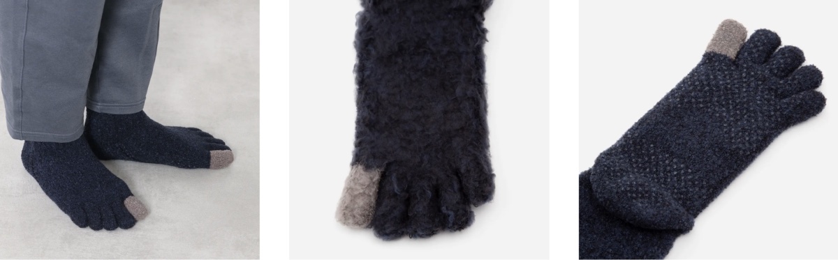 B M メンズ モコモコ5本指