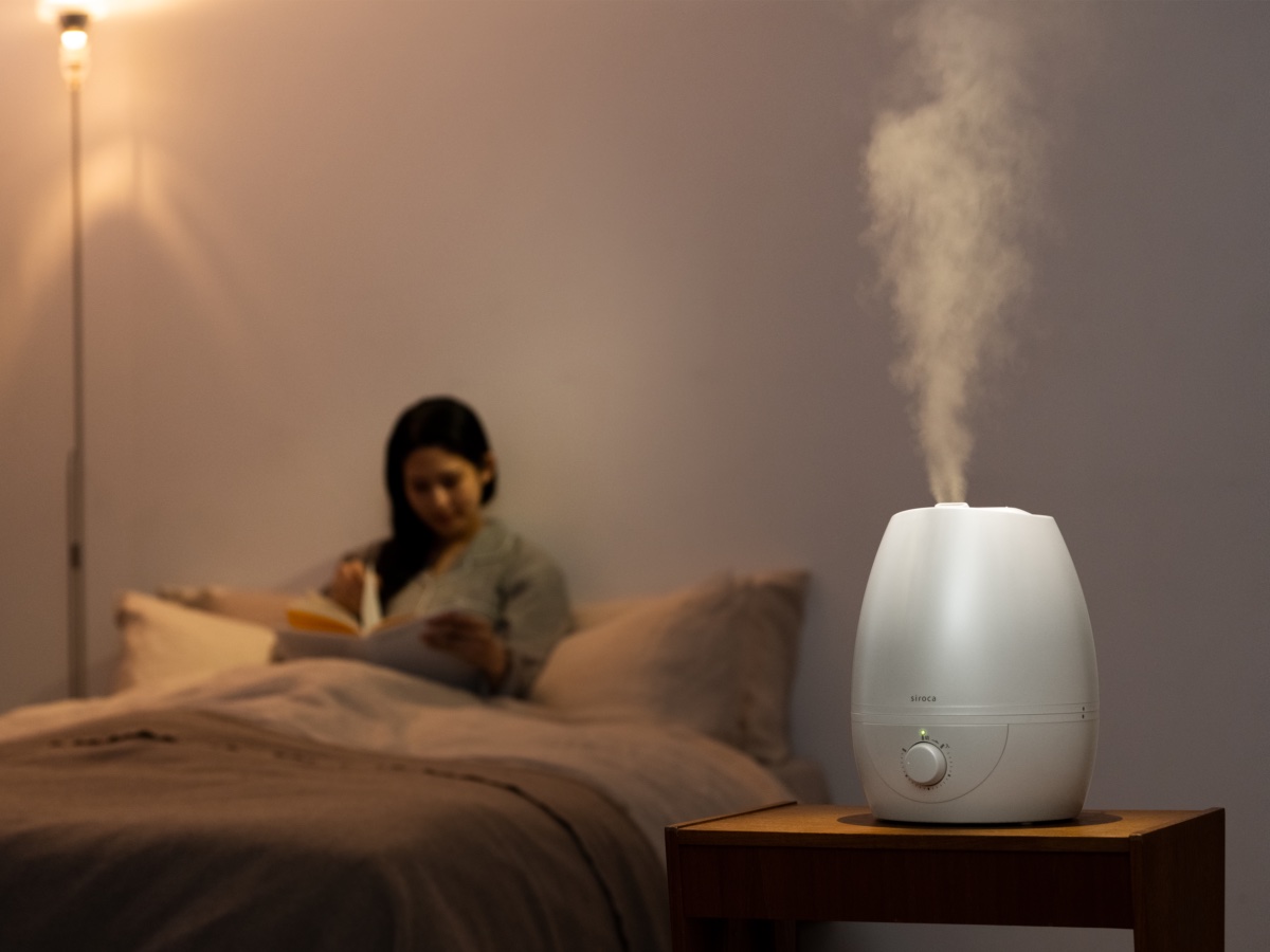 部屋の隅々まで24時間加湿できる