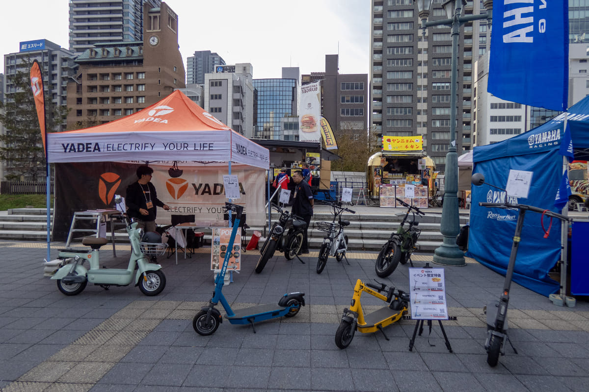 バイクトライアルレースでもよく知るブランドの出展も。こちらはYADEA(ヤディア)、最新の電動モビリティの展示や試乗も