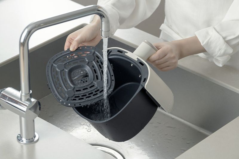 使用後はバスケットと網の手入れをするだけ