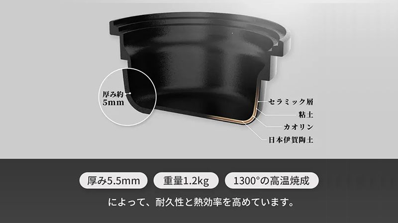 純陶土鍋を採用