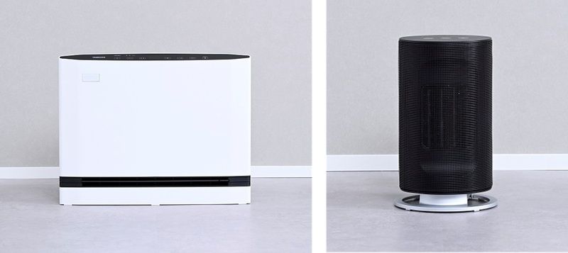 「WIDEスリムセラミックファンヒーター DSF-SP12」と「デザインセラミックファンヒーター DSF-MR12」