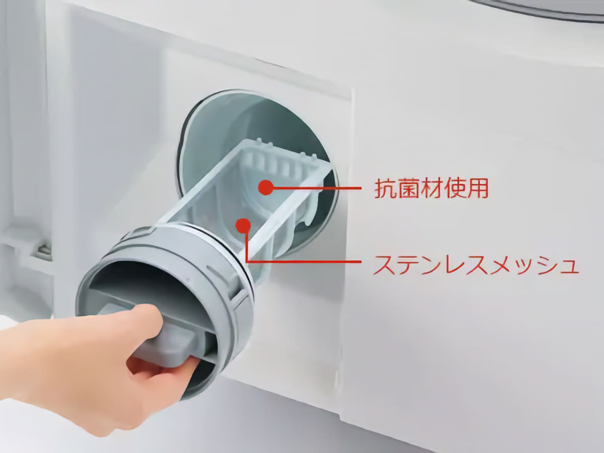 約2週間に1回、大容量糸くずフィルターをメンテナンス