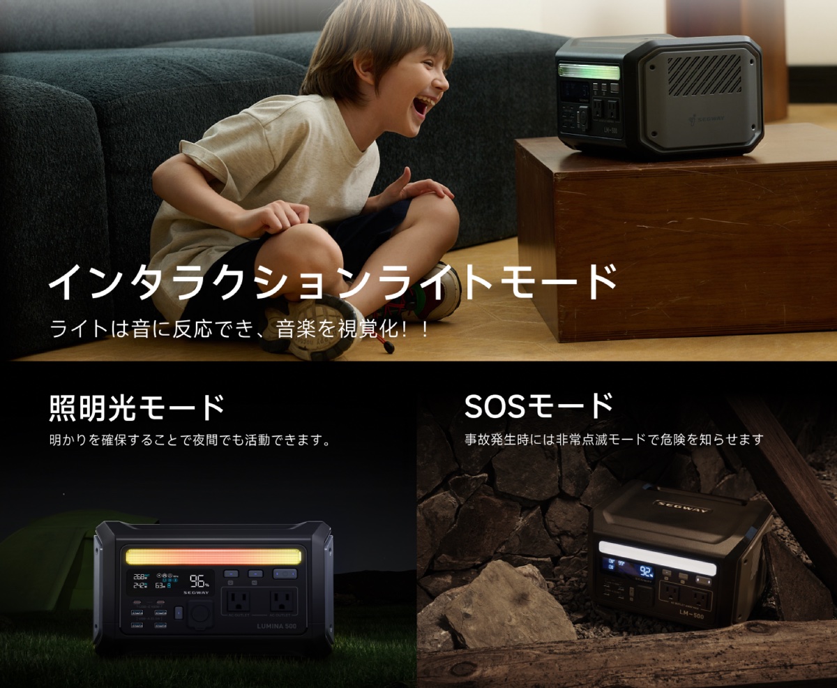 キャンプや停電時に便利なLEDライトを搭載