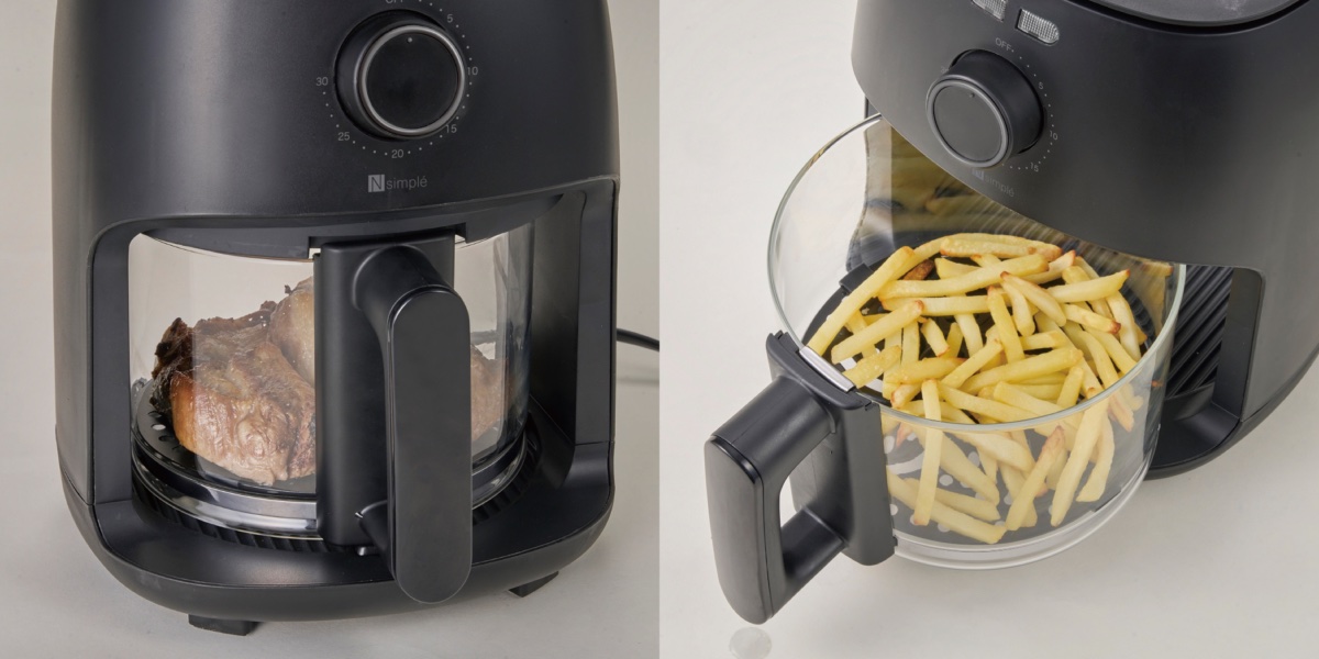 ガラス製のトレイを採用。調理中に焼き色や仕上がり具合を確認できる