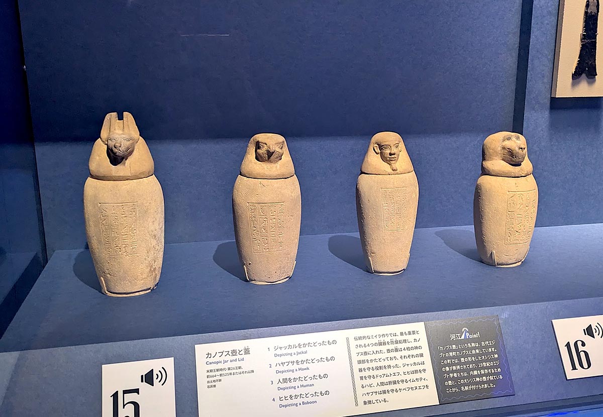 本物の「カノプス壺」(「ブルックリン博物館所蔵 特別展 古代エジプト」で展示されていたもの)
