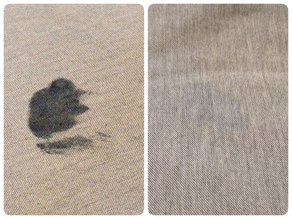 無理と諦めていた墨液(左)がスッキリと落ちました(右)