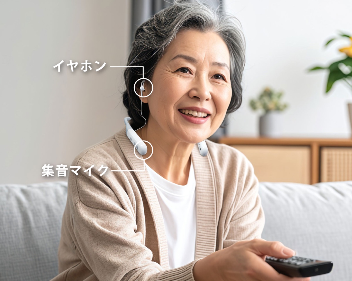 集音マイクとイヤホンを離した設計でハウリングを抑える