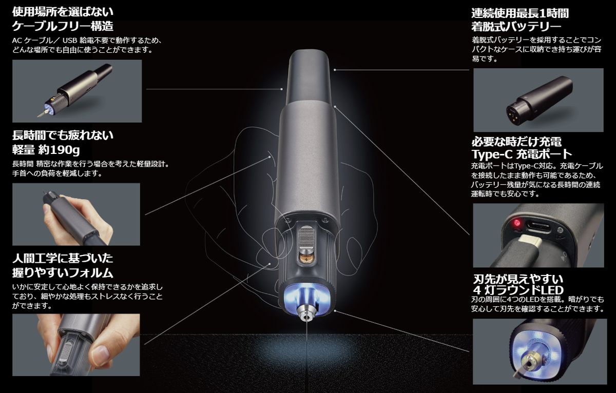 重さは約190gで長時間でも疲れないとする