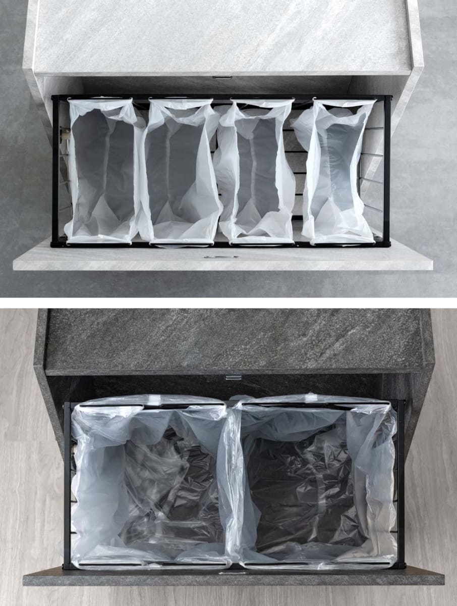 最大4つのゴミ袋を設置できる