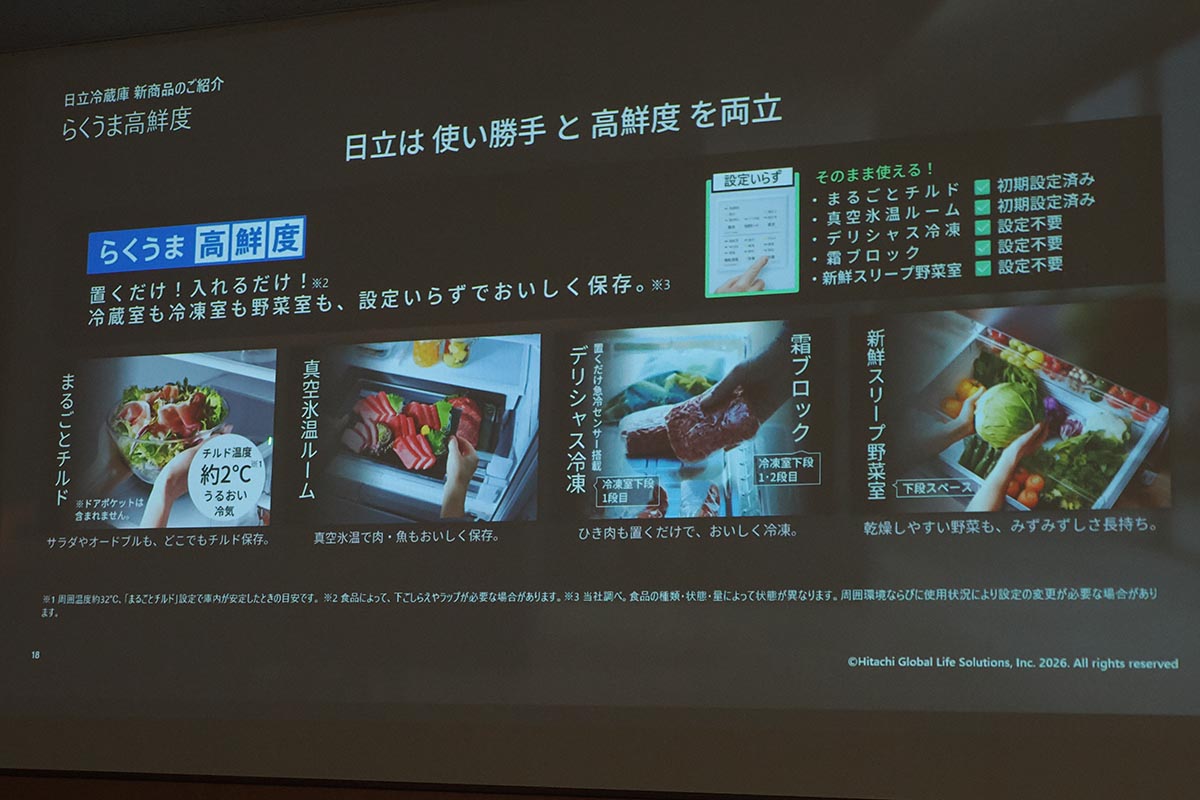 冷蔵室や冷凍室の主な機能