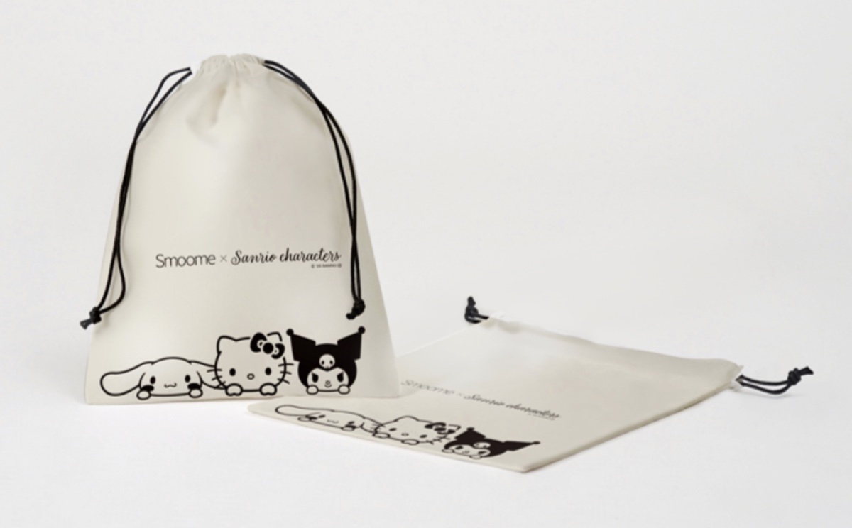 キャラクターのイラスト入り巾着が付属