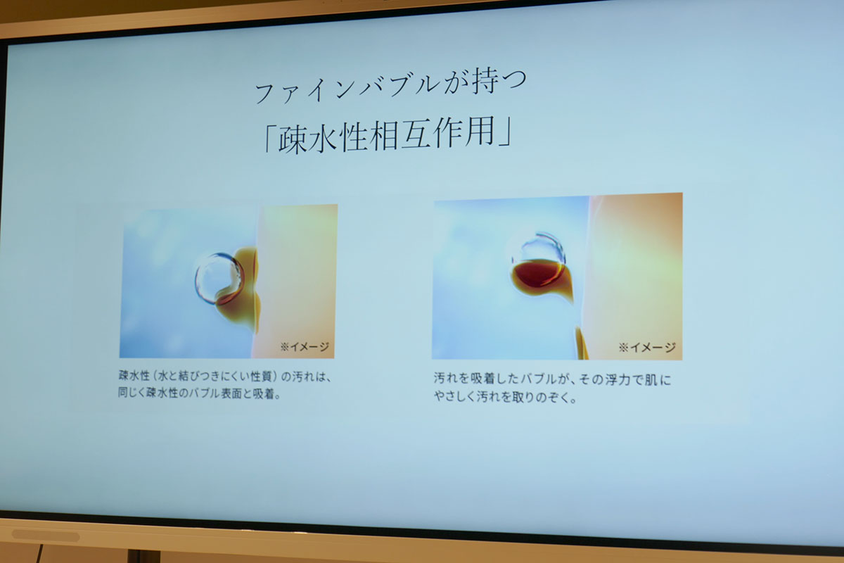 ファインバブルの疎水性相互作用を利用