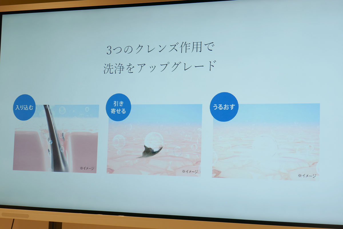 ファインバブルが毛穴に入り込み、目に見えない汚れにアプローチ